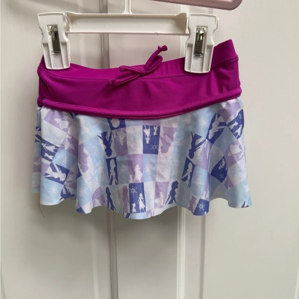 NWOT Disney 2T Frozen Elsa Purple and White Bathingsuit Skort Swim Bottom